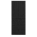 vidaXL Magasfiú fiókkal 2 pcs Fekete tölgy Műanyag Fa és Üveg