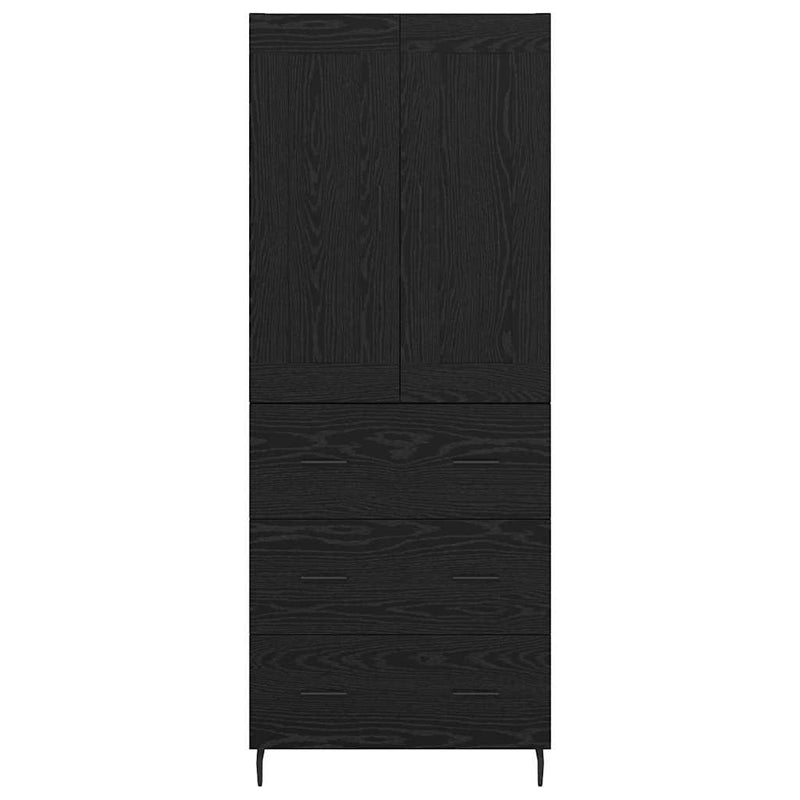 vidaXL Magasfiú fiókkal 2 pcs Fekete tölgy Műanyag Fa és Üveg