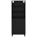 vidaXL Magasfiú Fekete tölgy 69,5 x 34 x 180 cm Műanyag Fa és Üveg