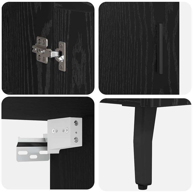 vidaXL Magasfiú 2 pcs Fekete tölgy Műanyag Fa és Üveg