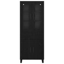 vidaXL Magasfiú fiókkal 2 pcs Fekete tölgy Műanyag Fa és Üveg