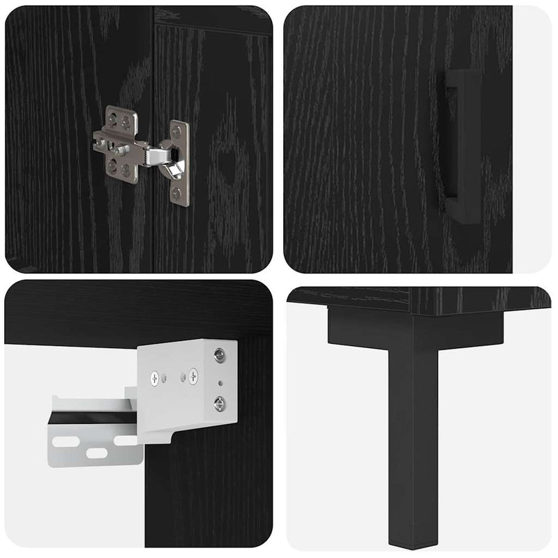 vidaXL Magasfiú Fekete tölgy 69,5 x 34 x 180 cm Faanyag