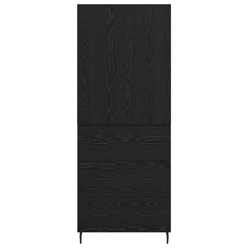 vidaXL Magasfiú Musta tammi 69,5 x 34 x 180 cm Műanyag Fa és Üveg