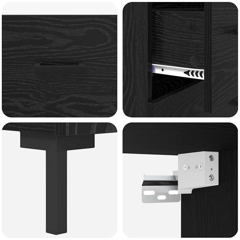 vidaXL Magasfiú fiókkal Fekete tölgy 69,5 x 32,5 x 180 cm Faanyag