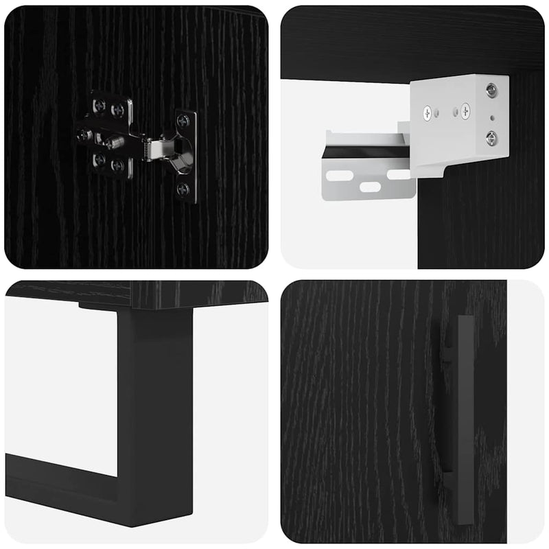 vidaXL Magasfiú 2 pcs Fekete tölgy Műanyag Fa és Üveg