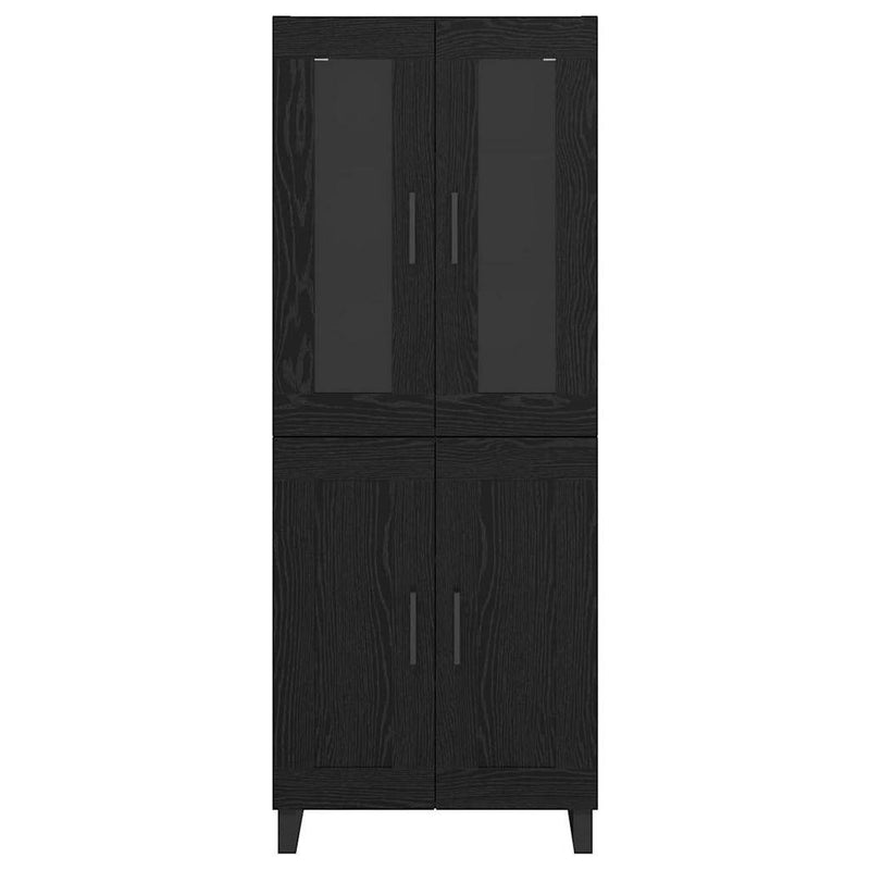 vidaXL Magasfiú 2 pcs Fekete tölgy Műanyag Fa és Üveg