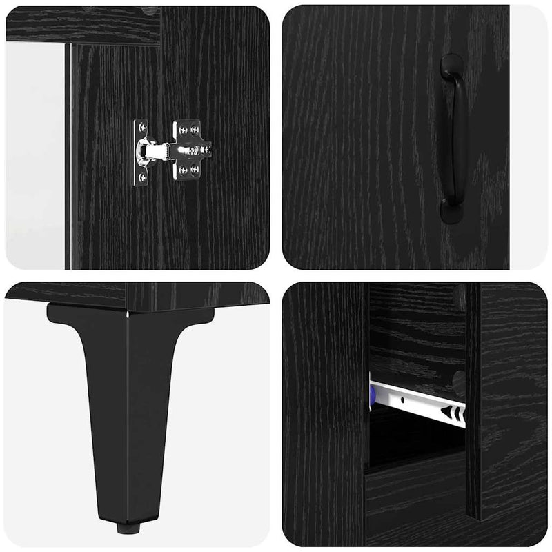 vidaXL Magasfiú fiókkal Fekete tölgy 69,5 x 34 x 180 cm Faanyag