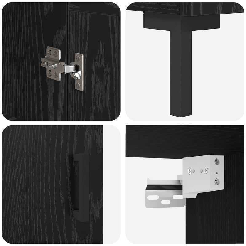 vidaXL Magasfiú 2 pcs Fekete tölgy Faanyag