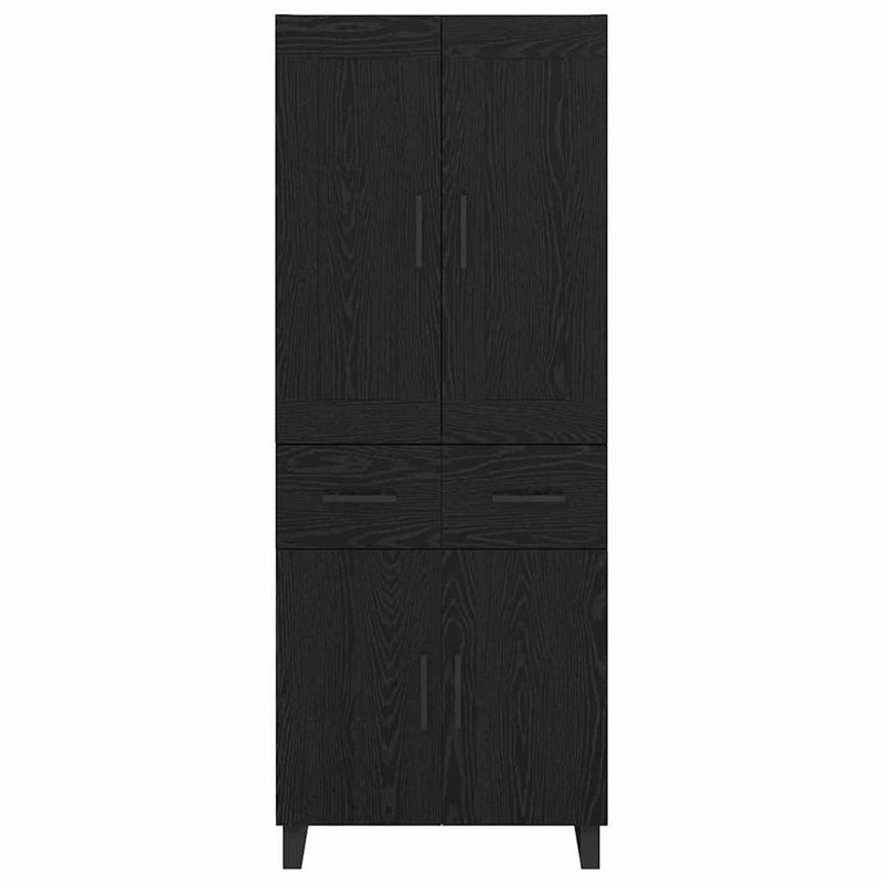 vidaXL Magasfiú fiókkal 2 pcs Fekete tölgy Műanyag Fa és Üveg