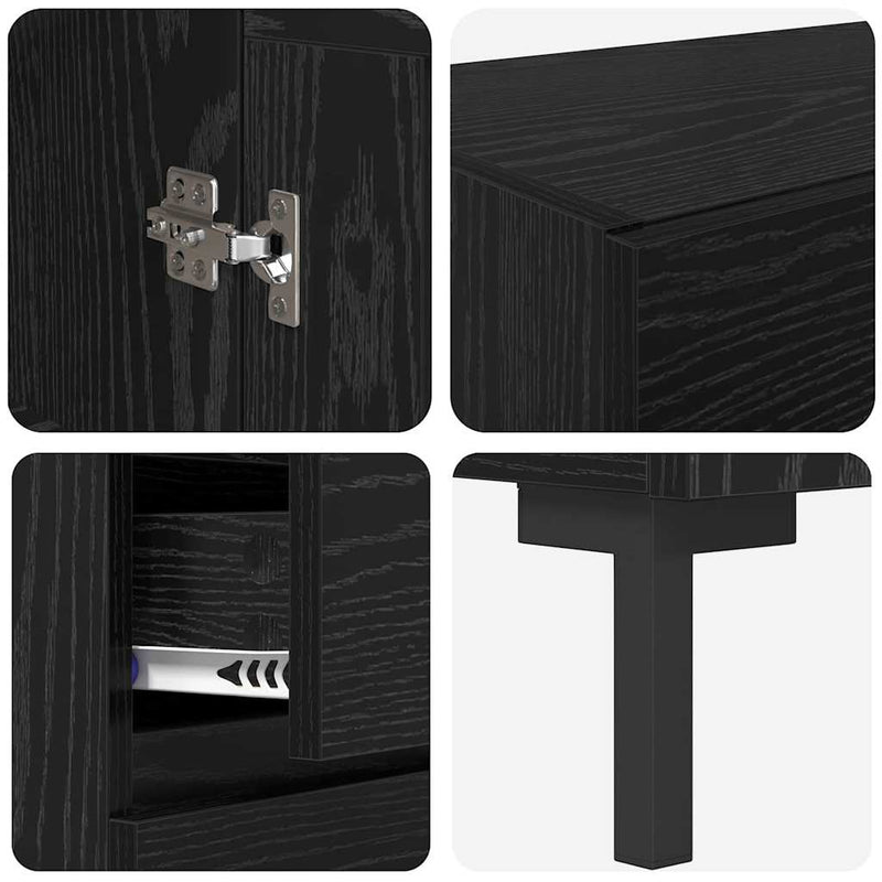 vidaXL Magasfiú fiókkal 2 pcs Fekete tölgy Faanyag