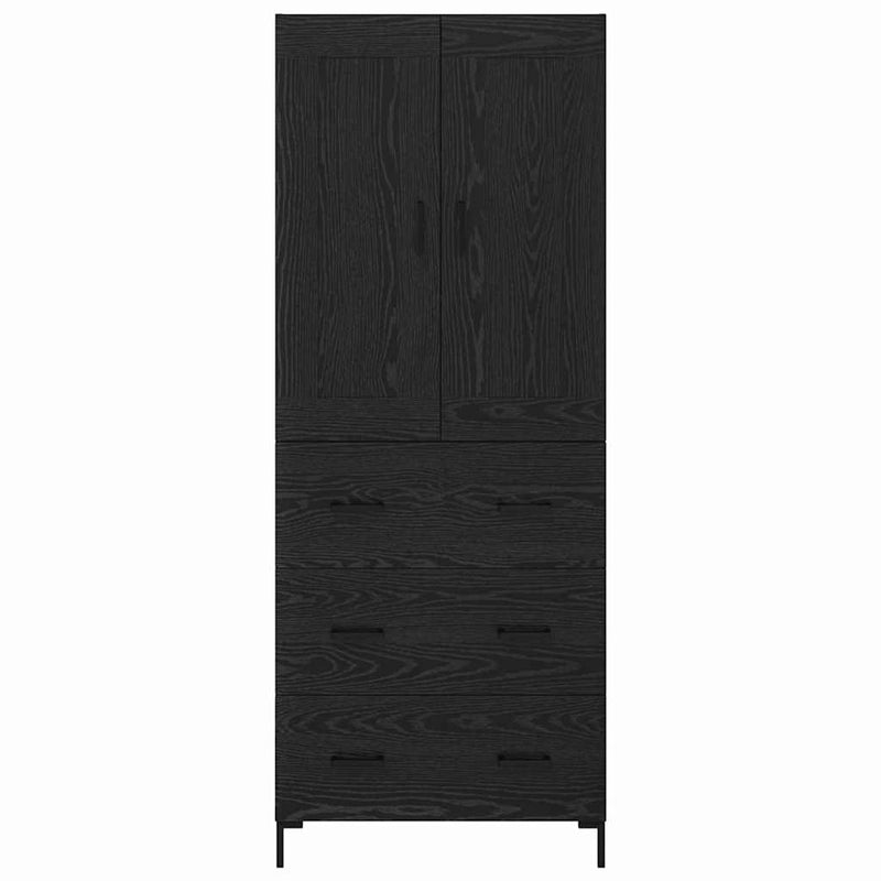 vidaXL Magasfiú fiókkal 2 pcs Fekete tölgy Faanyag