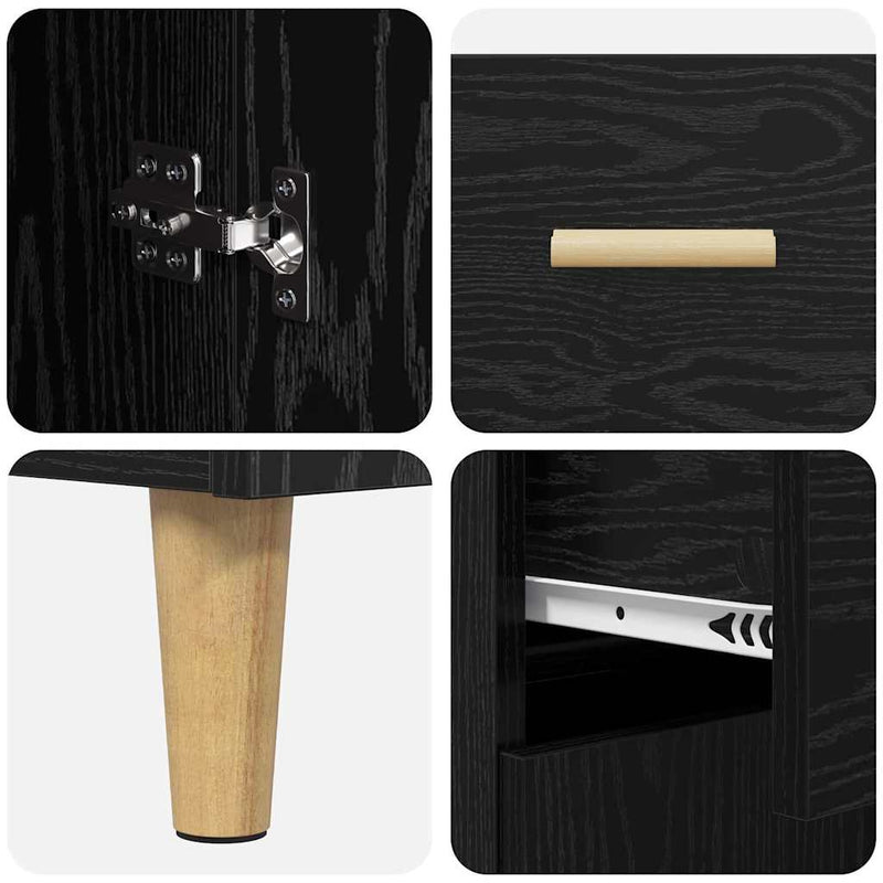 vidaXL Magasfiú fiókkal Fekete tölgy 69,5 x 34 x 180 cm Faanyag