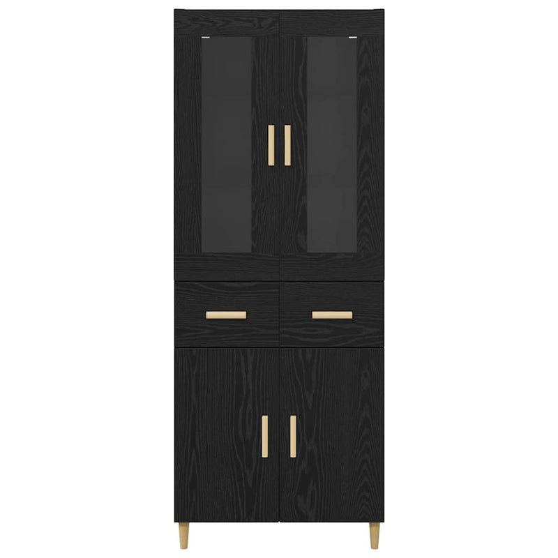 vidaXL Magasfiú fiókkal Fekete tölgy 69,5 x 34 x 180 cm Faanyag