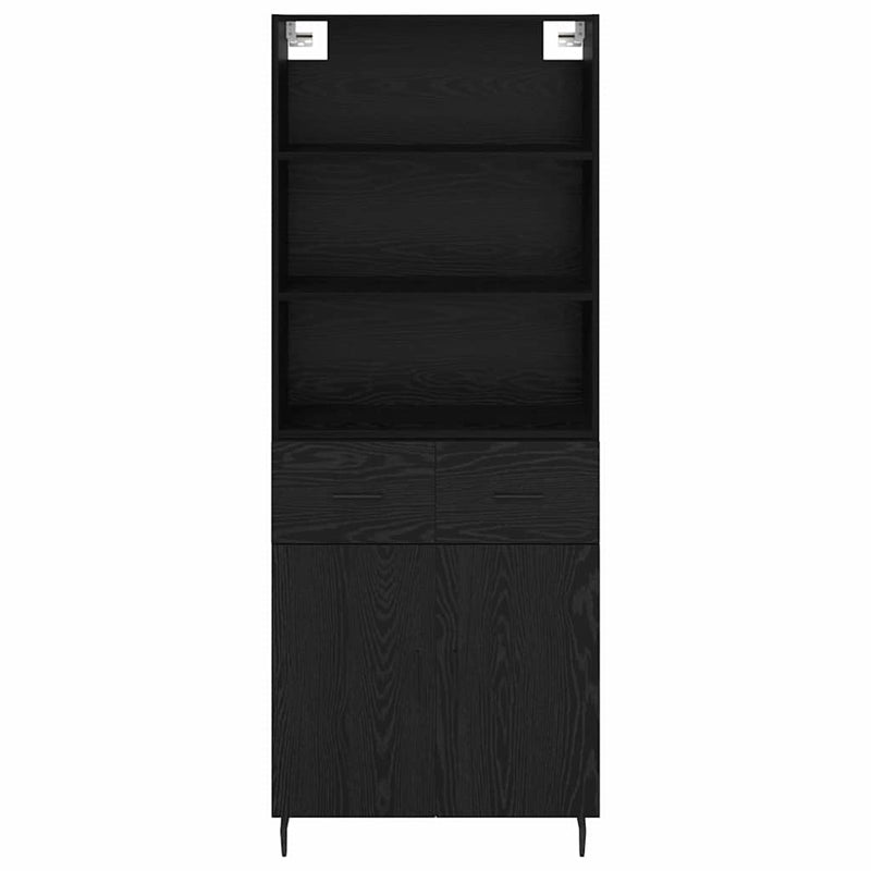 vidaXL Magasfiú Fekete tölgy 69,5 x 34 x 180 cm Műanyag Fa és Üveg