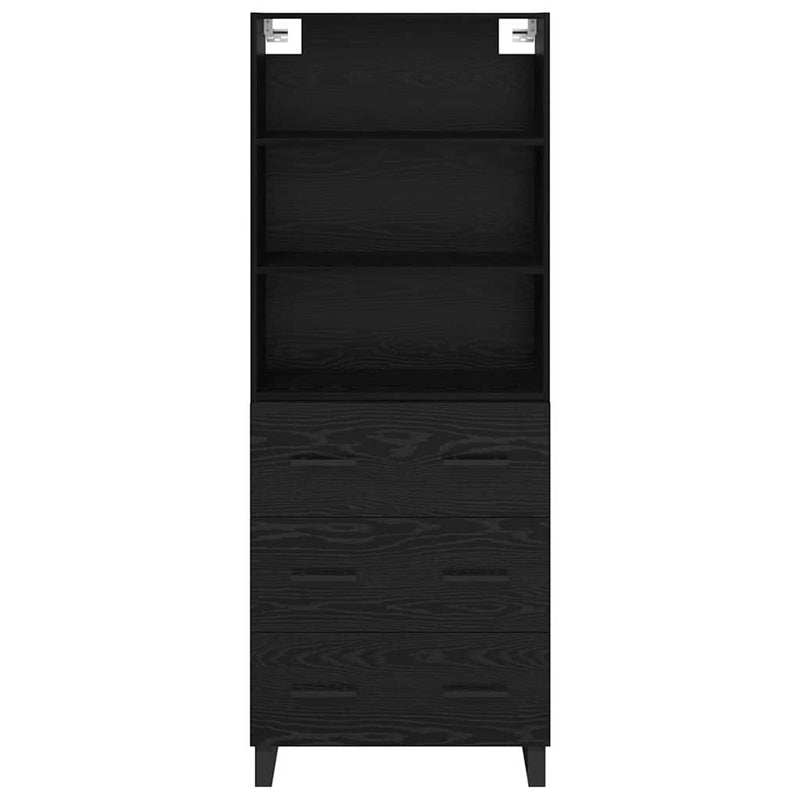 vidaXL Magasfiú Fekete tölgy 69,5 x 34 x 180 cm Műanyag Fa és Üveg