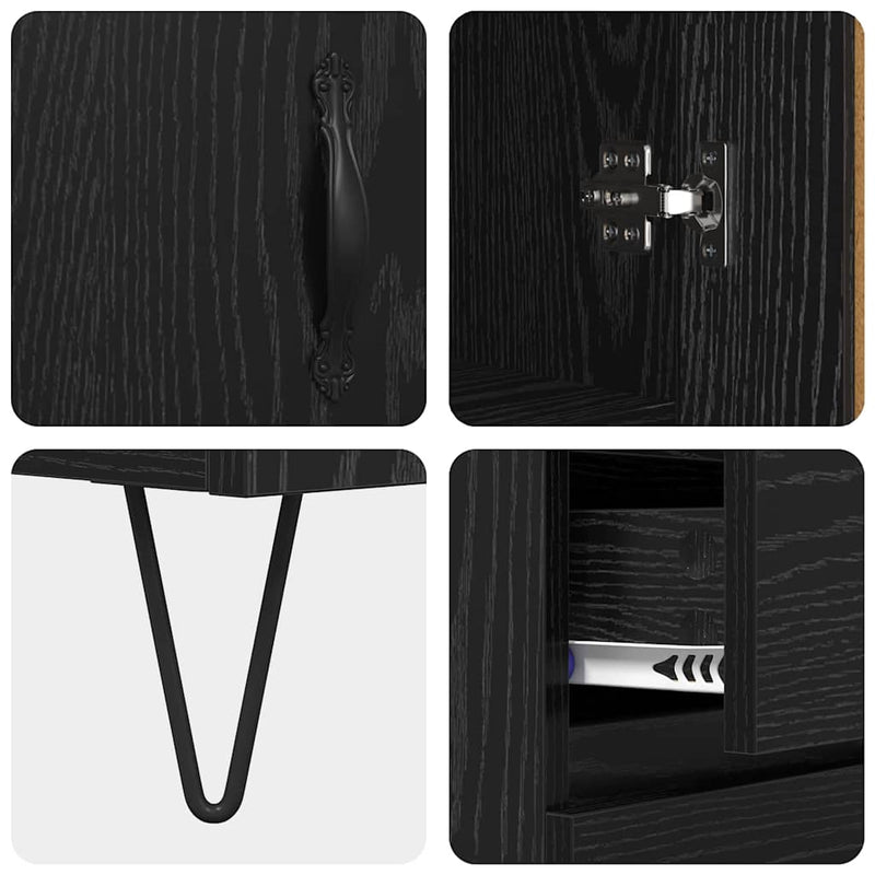 vidaXL Magasfiú fiókkal Fekete tölgy 69,5 x 34 x 180 cm Faanyag