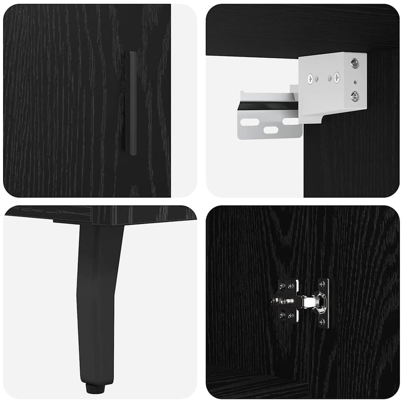 vidaXL Magasfiú Fekete tölgy 69,5 x 34 x 180 cm Műanyag Fa és Üveg