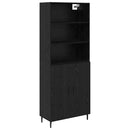 vidaXL Magasfiú Fekete tölgy 69,5 x 34 x 180 cm Műanyag Fa és Üveg