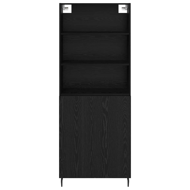 vidaXL Magasfiú Fekete tölgy 69,5 x 34 x 180 cm Műanyag Fa és Üveg