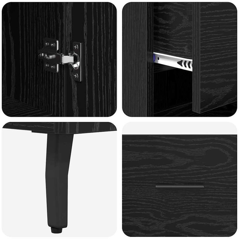 vidaXL Magasfiú fiókkal Fekete tölgy 34,5 x 34 x 180 cm Faanyag