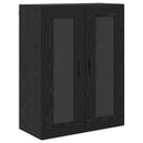 vidaXL Magasfiú fiókkal 2 pcs Fekete tölgy Műanyag Fa és Üveg