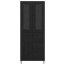 vidaXL Magasfiú fiókkal 2 pcs Fekete tölgy Műanyag Fa és Üveg