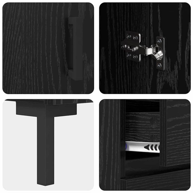 vidaXL Magasfiú fiókkal 2 pcs Fekete tölgy Faanyag