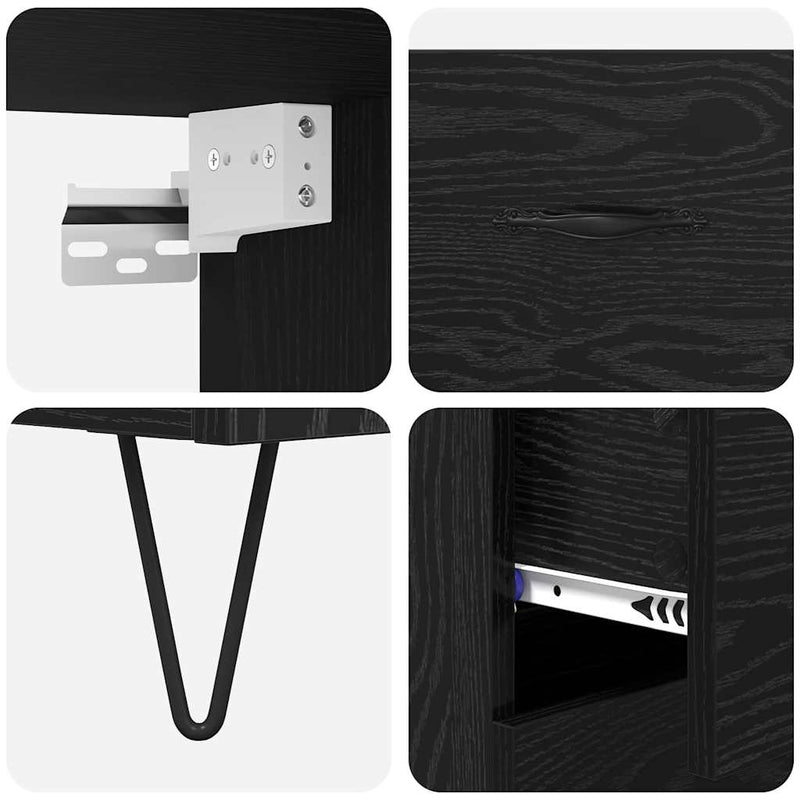 vidaXL Magasfiú fiókkal Fekete tölgy 69,5 x 32,5 x 180 cm Faanyag