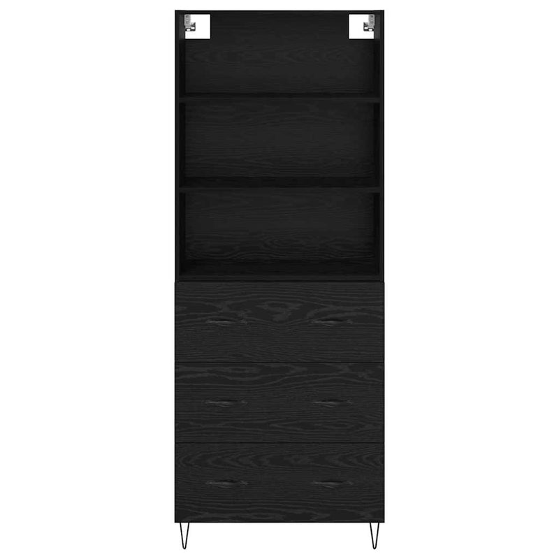 vidaXL Magasfiú fiókkal Fekete tölgy 69,5 x 32,5 x 180 cm Faanyag