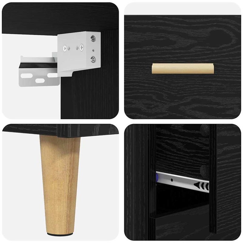 vidaXL Magasfiú fiókkal Fekete tölgy 69,5 x 34 x 180 cm Faanyag