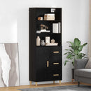 vidaXL Magasfiú fiókkal Fekete tölgy 69,5 x 32,5 x 180 cm Faanyag