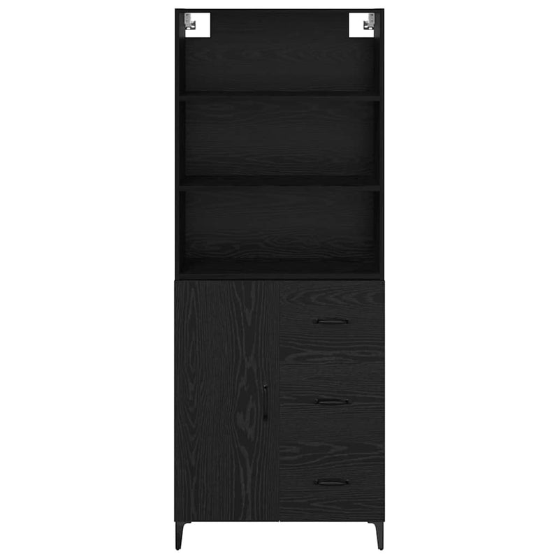 vidaXL Magasfiú fiókkal Fekete tölgy 69,5 x 34 x 180 cm Faanyag