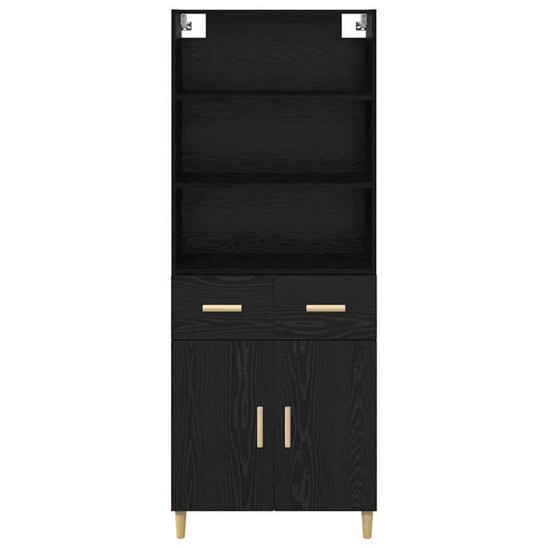 vidaXL Magasfiú fiókkal Fekete tölgy 69,5 x 34 x 180 cm Faanyag