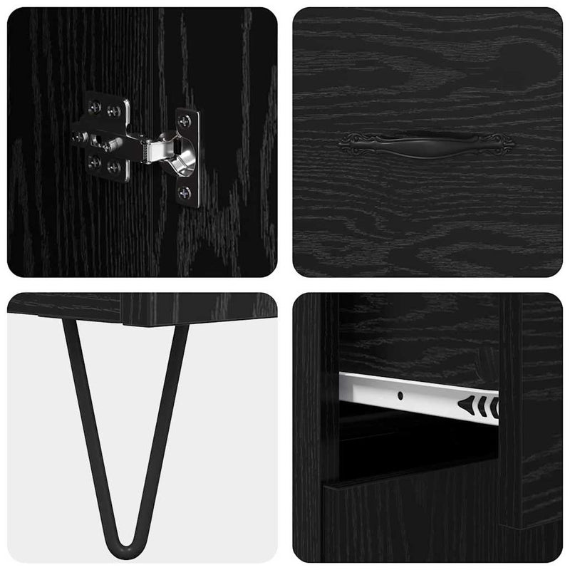 vidaXL Magasfiú fiókkal Fekete tölgy 69,5 x 34 x 180 cm Faanyag