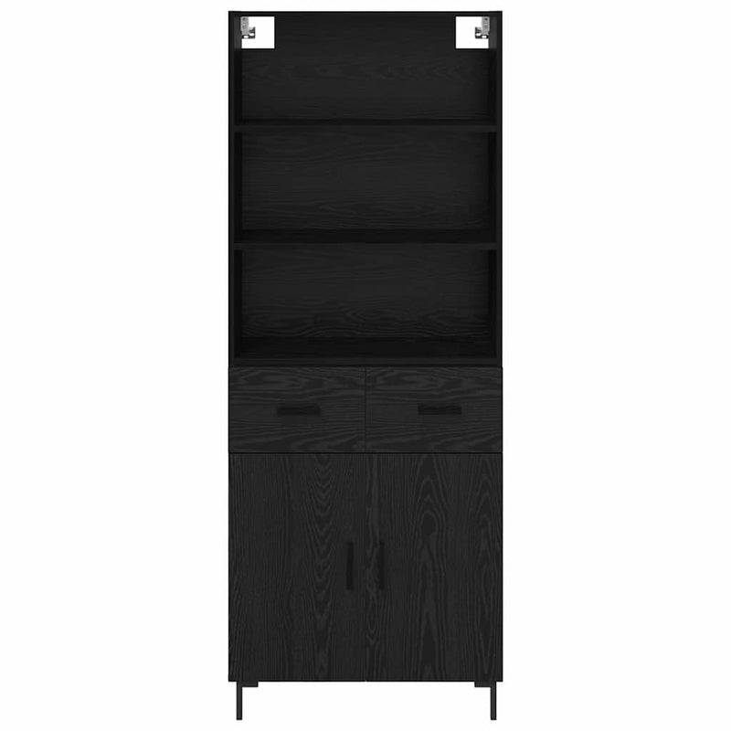 vidaXL Magasfiú fiókkal Fekete tölgy 69,5 x 32,5 x 180 cm Faanyag