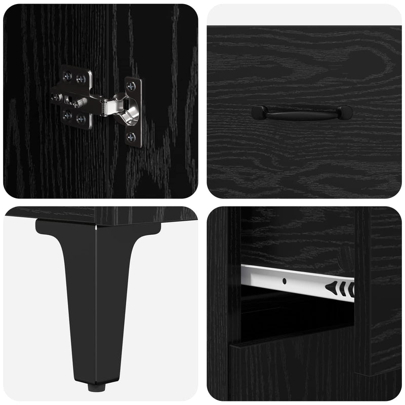 vidaXL Magasfiú fiókkal Fekete tölgy 69,5 x 34 x 180 cm Faanyag