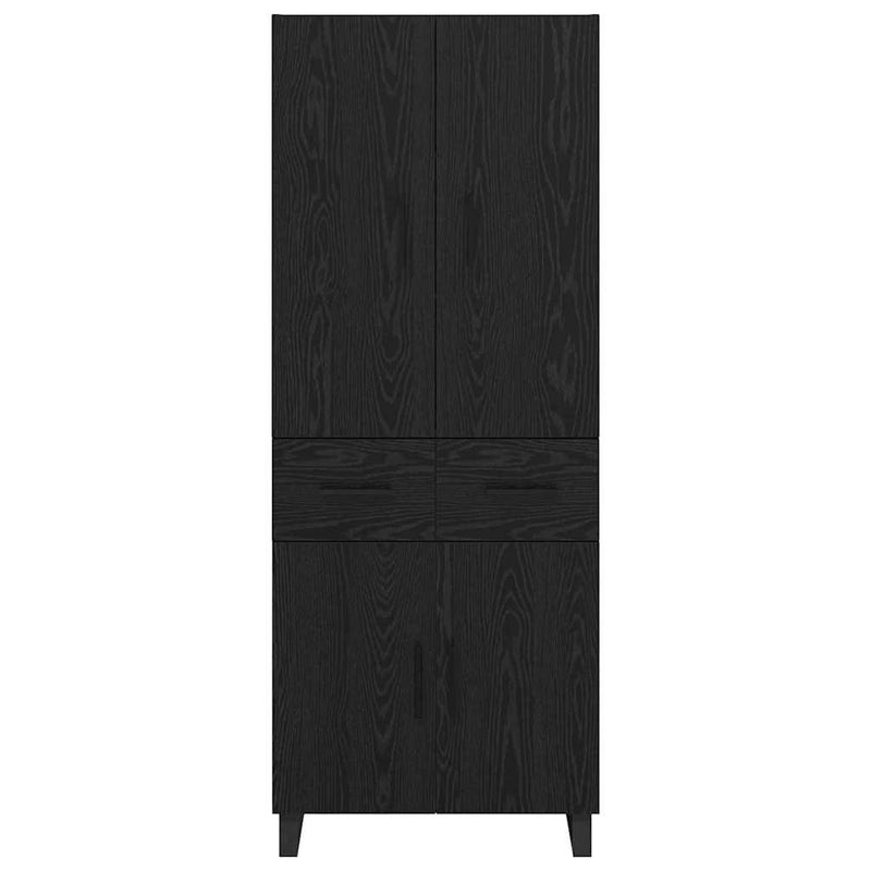 vidaXL Magasfiú fiókkal 2 pcs Fekete tölgy Műanyag Fa és Üveg