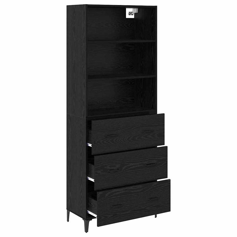 vidaXL Magasfiú fiókkal Fekete tölgy 69,5 x 34 x 180 cm Faanyag