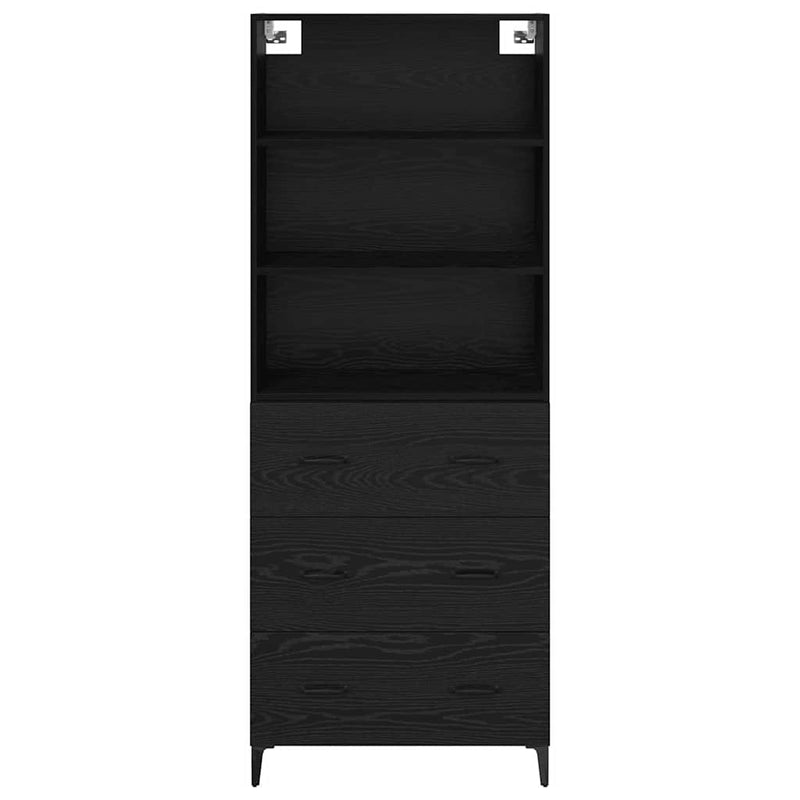 vidaXL Magasfiú fiókkal Fekete tölgy 69,5 x 34 x 180 cm Faanyag