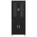 vidaXL Magasfiú Fekete tölgy 69,5 x 34 x 180 cm Műanyag Fa és Üveg