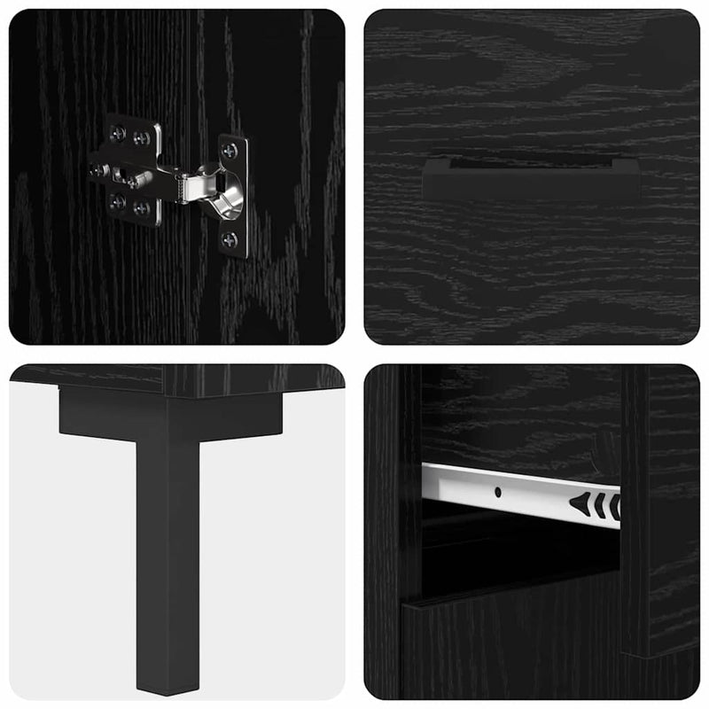 vidaXL Magasfiú fiókkal 2 pcs Fekete tölgy Faanyag