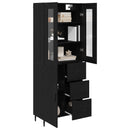 vidaXL Magasfiú fiókkal 2 pcs Fekete tölgy Műanyag Fa és Üveg