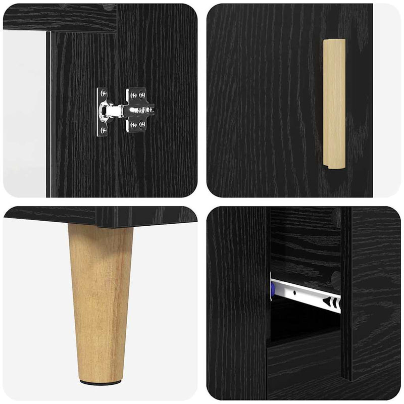 vidaXL Magasfiú fiókkal 2 pcs Fekete tölgy 69,5 x 34 x 180 cm Faanyag