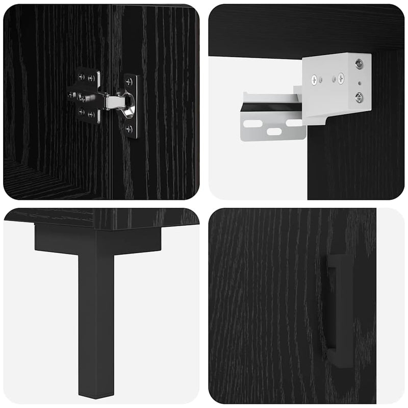 vidaXL Magasfiú Fekete tölgy 69,5 x 34 x 180 cm Faanyag