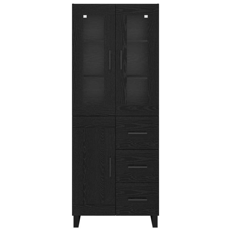 vidaXL Magasfiú fiókkal 2 pcs Fekete tölgy Műanyag Fa és Üveg