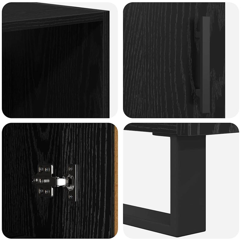 vidaXL Magasfiú Fekete tölgy 69,5 x 34 x 180 cm Műanyag Fa és Üveg