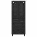 vidaXL Magasfiú fiókkal 2 pcs Fekete tölgy Műanyag Fa és Üveg