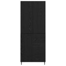 vidaXL Magasfiú Musta tammi 69,5 x 34 x 180 cm Műanyag Fa és Üveg