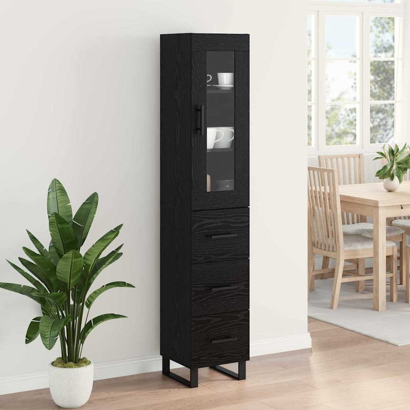 vidaXL Magasfiú fiókkal Fekete tölgy 69,5 x 34 x 180 cm Faanyag