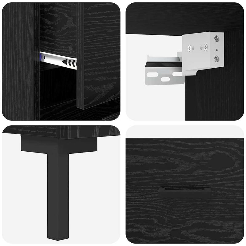 vidaXL Magasfiú fiókkal Fekete tölgy 69,5 x 34 x 180 cm Faanyag